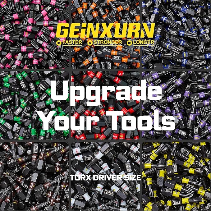 Impact Torx Screwdriver Bits Set, 52Pcs Magnetic(T7-T40) S2 Steel 1??2??3??6??Long Extension Multi Star Driver Bits and 1Pc Bit Holder with Color Coded Base