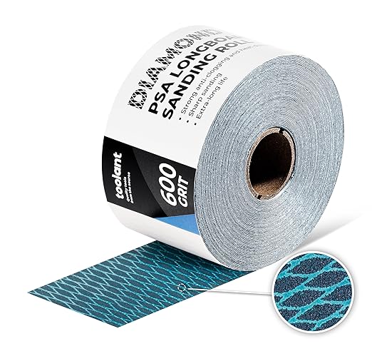 toolant Diamond Shape 600 Grit Sandpaper Roll, 2-3/4" Wide 10 Yard Longboard Self Adhesive PSA Stickyback Sand Paper for Woodworking, Metal, Plastic, Automotive, Sanding Blocks