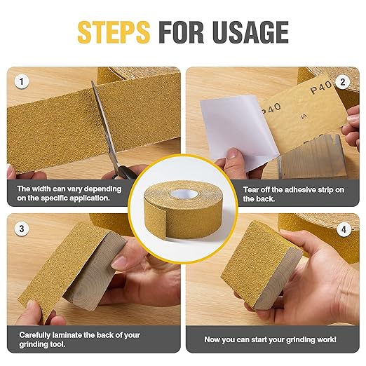 S SATC 40 Grit PSA Longboard Sandpaper 20 Yard Long Continuous Roll, 2-3/4" Wide Self Adhesive Stickyback Sanding Sheets for Automotive, Hand Sanding Blocks,Woodworking, Metal, Plastic