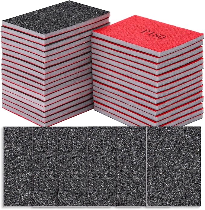 180 Grit Sanding Sponge Set, Sanding Sponges for Wood, Wet Dry Ultra Fine Sandings Pad for Automobile Wood Furniture Metal Drywall Polishing