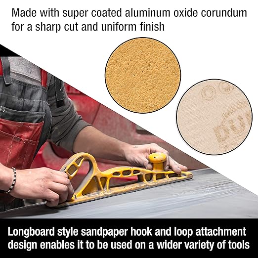 Dura-Gold Premium - 40 Grit Gold - Hook & Loop Backing Longboard Continuous Sandpaper Roll, 2-3/4" Wide, 12 Yards Long - For Automotive & Woodworking Air File Long Board Sanders, Hand Sanding Blocks