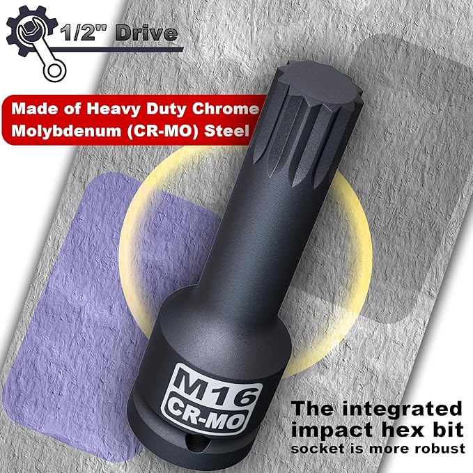 1/2" Drive Master Impact XZN Bit Socket Set, 10-Pieces: M5 - M18, Cr-Mo Steel, Heavy Duty Storage Case