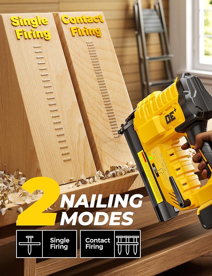 DeForce 18GA Cordless Brad Nailer, 2" Nail Gun for Dewalt 20V Max Battery, 2 IN 1 Electric Stapler, 2026 Upgraded Tool-Free Jam Release, 2 Firing Modes, Adjustable Depth, 1000pcs Nails(No Battery)