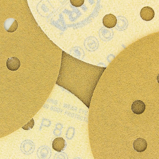 Dura-Gold Premium 80 Grit 5" Sandpaper Discs, 8 Hole Pattern Dustless, 50 Discs - Hook & Loop Backing for Orbital DA Sander, Detailing Finishing Color Sanding Automotive Paint Woodworking