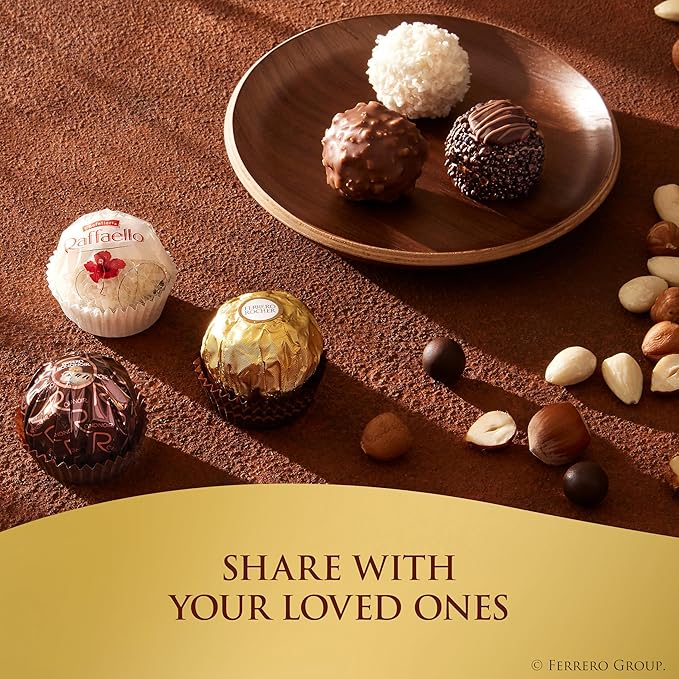 Ferrero Rocher Collection, Premium Gift Set, Hazelnut Milk Chocolate, Dark Chocolate and Coconut, 48 Count, 4.6 oz