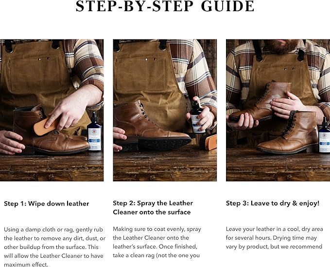 Cobbler's Choice Co. Finest Quality Leather Cleaner 100% Natural - Designed to Fight Fresh Stains, Dirt, & Build-Up - Easy Spray Application