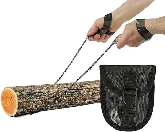 Pocket Chainsaw - Razor Sharp Self Cleaning 25.5 In Portable Hand Saw Survival Gear with Black Holster for Camping, Hunting, Hiking | Pocket-sized 25.5” Emergency Wilderness Survival Chain Saw (Green)