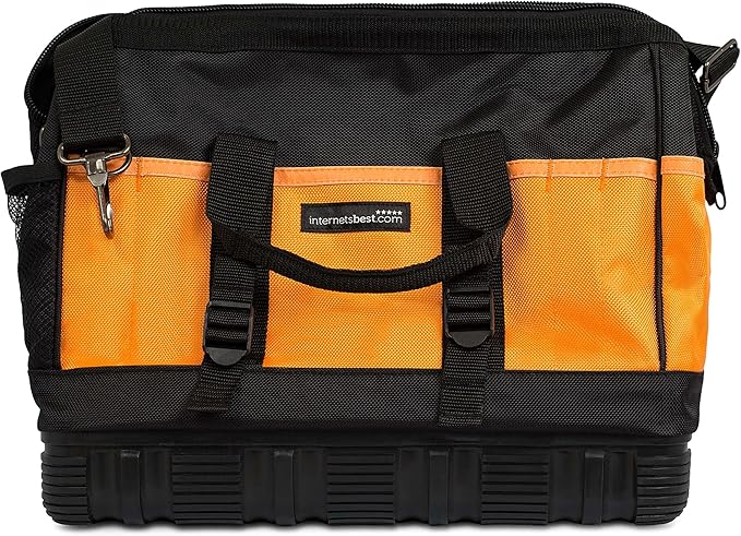 Internet's Best Soft Sided Tool Bag - 16 Inch - 18 Pockets - Wide Mouth Ultra-Rigid Base Tool Storage and Organizer Box