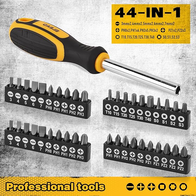 Magnetic Screwdriver Set with Case: 86-Piece Slotted Phillips, Hex, Torx, Precision, Nut Drivers, Driver Bits and Magnetizer, Ergonomic Handle, Ideal for Mechanics and Professionals