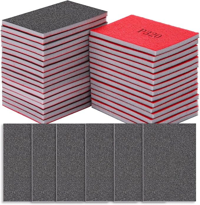 320 Grit Sanding Sponge Set, Sanding Sponges for Wood, Wet Dry Ultra Fine Sandings Pad for Automobile Wood Furniture Metal Drywall Polishing