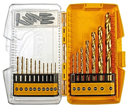 25PCS HSS Drill Bit Set Titanium Coated and Screwdriver Bits Drill Steel Metal Iron
