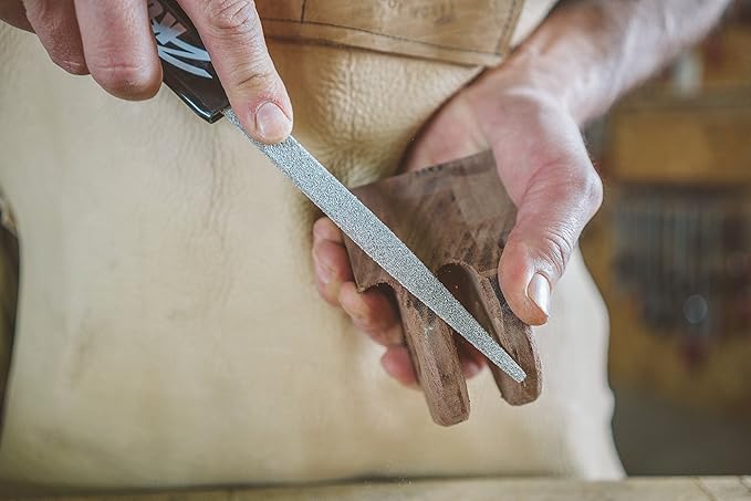 Kutzall Original 8" Half-Round Hand Rasp - Fine, for Woodworking & Shaping, W/Ergonomic Soft Grip Handle, Abrasive Tungsten Carbide Coating - 13" (330.2mm) Overall Length - HR8170