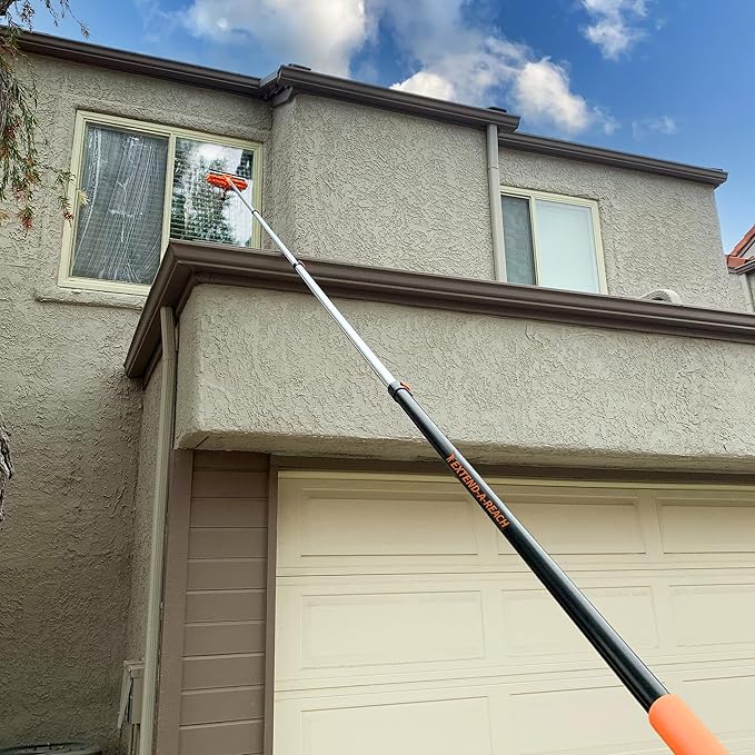 5-8 ft Long Telescopic Extension Pole // Multi-Purpose Extendable Pole with Universal Twist-on Metal Tip // Lightweight and Sturdy // Best for Painting, Dusting and Window Cleaning