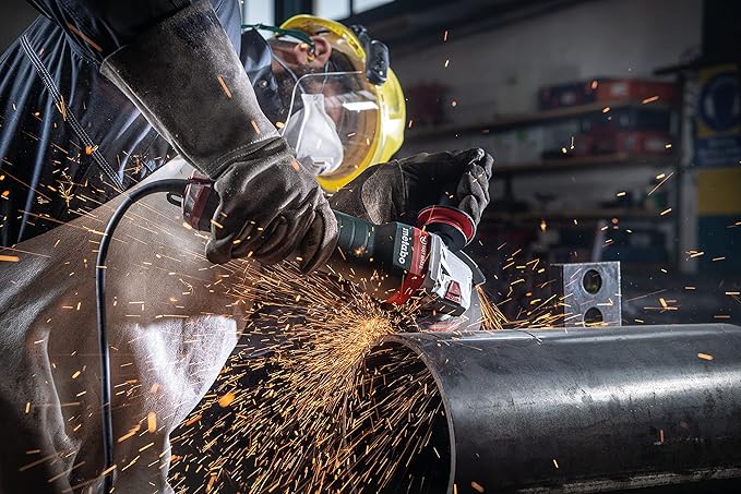 Metabo 6-Inch Angle Grinder, 14.5 Amp, 9,600 RPM, Electronics, Non-locking Paddle Switch, Mechanical Brake, M-Brush, Auto-Balance, Drop Secure, WEPBA 19-150 Q DS M-BRUSH, 613117420, Green