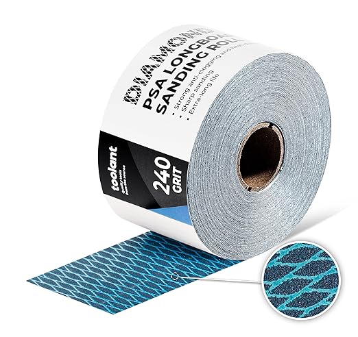 toolant Diamond Shape 240 Grit Sandpaper Roll, 2-3/4" Wide 10 Yard Longboard Self Adhesive PSA Stickyback Sand Paper for Woodworking, Metal, Plastic, Automotive, Sanding Blocks