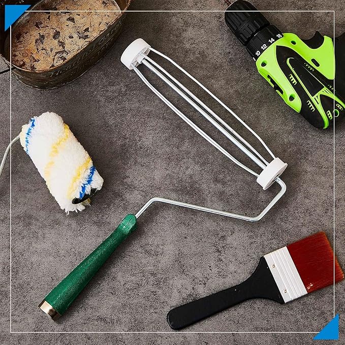 Gerrii 12 Pcs 9 Inch Paint Roller Painting Roller Frame 5 Wire Brush Supplies for Wall House Homes (Green)