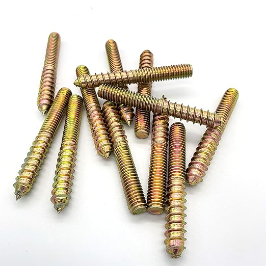 12 Pack 3/8-16 x 3 Inch Hanger Bolts 3/8-16" Double Headed Bolts 3/8 Wood Dowel Screw Self-Tapping Screw Hanger Bolts for Furniture Double Head Threaded Rods Bolt 75mm Length