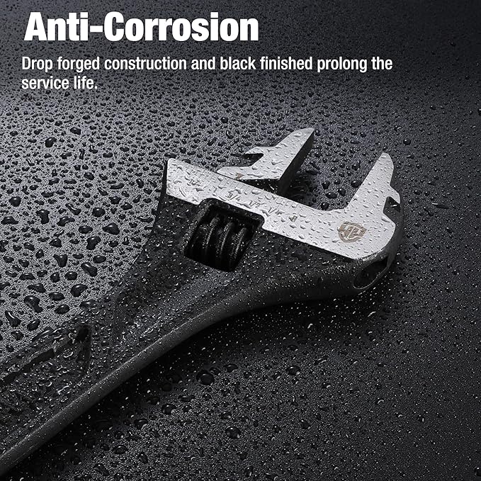 WORKPRO 2-piece Adjustable Wrench Set, 6-Inch & 10-Inch Wrenches, Cr-V Steel, Wide Jaw Wrench with Metric & SAE Scale, good for Home, Garage, Workshop