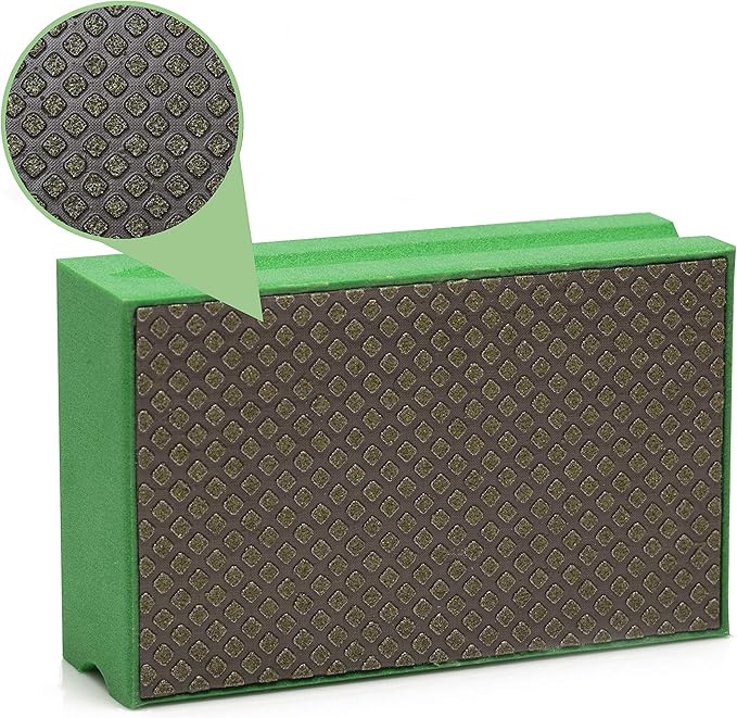 GLASS POLISH PRO Diamond Hand Polishing Pad, Grit 60 Very Coarse Foam Sanding Block for Quick Stock Removal and Grinding of Glass, Tiles, Ceramics, Concrete, Granite, Marble, and More - GP15003