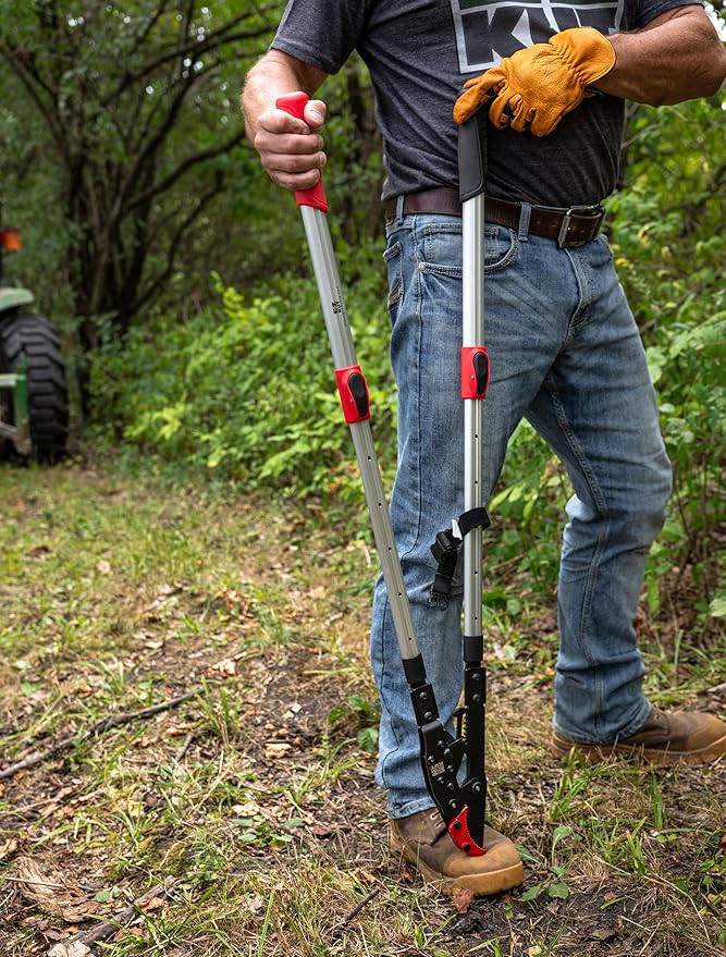 EZ Kut Tree Trimming Combo Kit ??Includes 42" Extendable Ratcheting Lopper + Sling Pak Sheath + Bonus Replacement Blade ??Heavy Duty Garden Tools Set, Pruning Shears for Thick Branches (Green Pack)