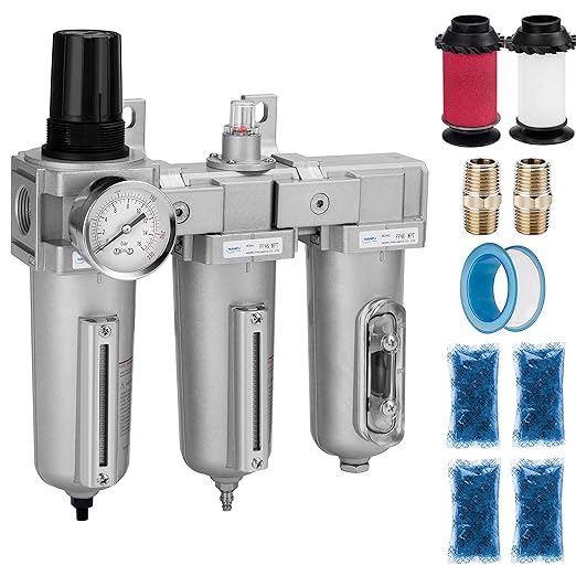 NANPU 3/4" NPT Industrial Grade 3 Stage Air Drying System - Particulate Filter, Coalescing Filter, Desiccant Dryer & Air Regulator, Metal Bowl, Auto Drain, Suitable for Paint Spray竊?Plasma Cutter