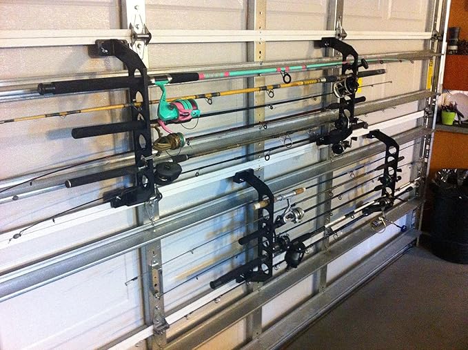 Cobra Storage Garage Door Storage Rack - 21" Black ABS Plastic Fishing Rod Holder - Ultimate Garage Organization for Fishing Gear and Equipment, Saltwater Fishing Gear