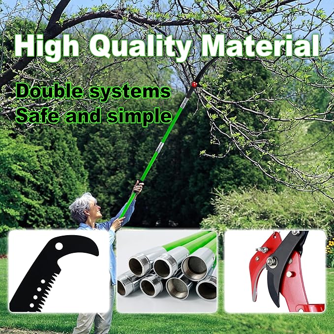 Manual pole saw,Tree Trimmer, Pole Pruning Saw, Pole Saws for Tree Trimming, Gardening Tools Pruner Hand Pole Saw For Yard(Green 26FT)
