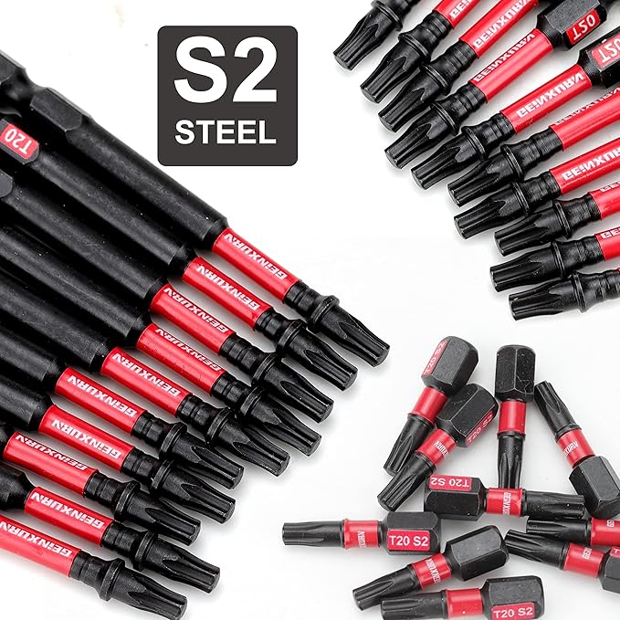 30 Pieces T20 2 In. Impact Tough Magnetic #20 Torx Head Power Bits, S2 Alloy Steel T20 Screwdriver Bits Set