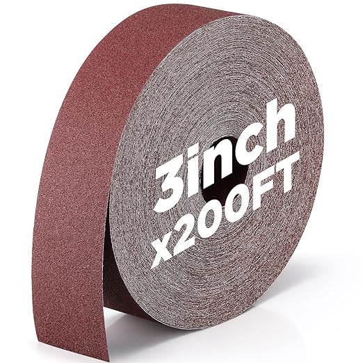 Abrasive Sandpaper Roll 3''x 200 ft 80 Grit Drum Sander Sandpaper Rolls Sand Paper Roll Emery Cloth Roll for Drum Sander Sandpaper Continuous Roll Wood Automotive Polishing