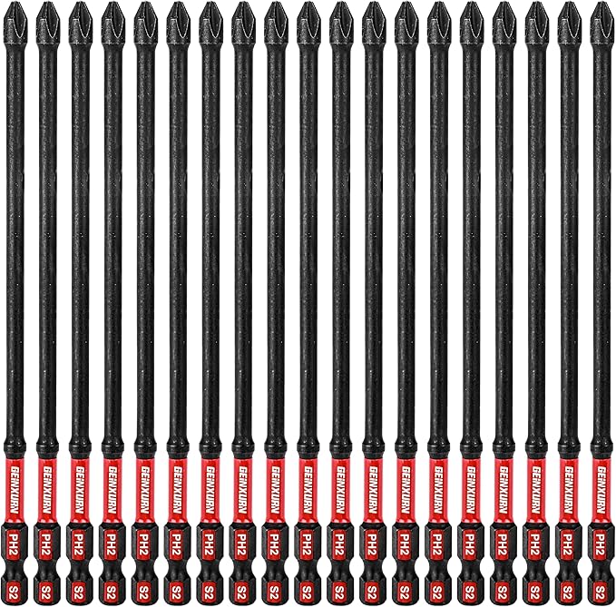 Impact Tough #2 Phillips 6 in. D2 Steel Long Extension Insert Driver Bits,20Pack 1/4 Inch Hex Shank Long Cross Magnetic PH2 Screwdriver Bits Set