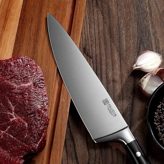 PAUDIN 8-Inch Chef's Knife ??Ultra-Sharp High Carbon Stainless Steel Blade, Ergonomic Handle, Professional Quality Kitchen Knife in Gift Box for Home & Restaurant Use
