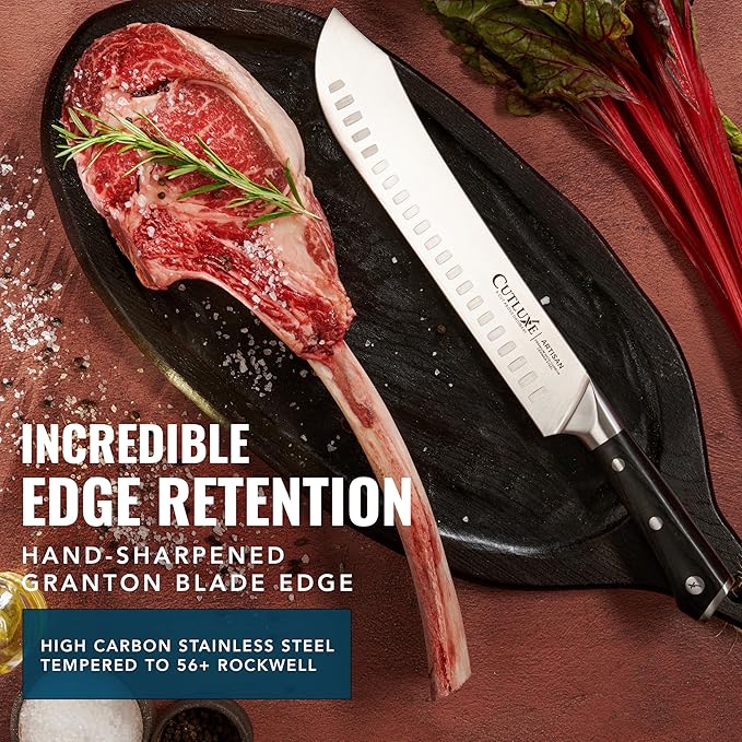 Cutluxe Butcher Knife ??10??Bullnose Carving Knife, Forged High Carbon German Steel ??Full Tang & Razor Sharp ??Ergonomic Handle Design, Grilling Gifts for Men ??Artisan Series