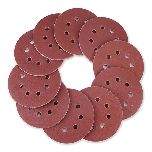 WORKPRO 150-Piece 180 Grit Sanding Discs - 5-Inch 8-Hole Hook and Loop Sandpaper for Random Orbital Sander (Not for Oscillating Tools or Mouse Sander)