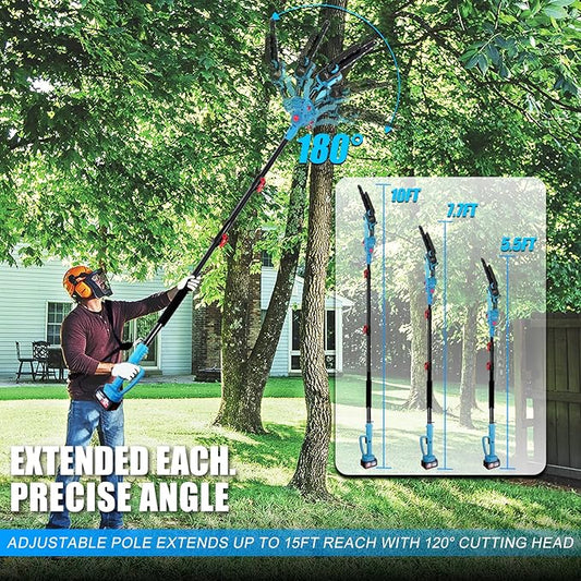 4-in-1 Electric Pole Saws Cordless 8 Inch & Electric Pruning Shears for Tree Trimming with 16FT Extension Pole & 2횞4.0Ah Battery Powered, Brushless Tree Trimmer Pole Saw Limb Branch Cutter Tree Pruner
