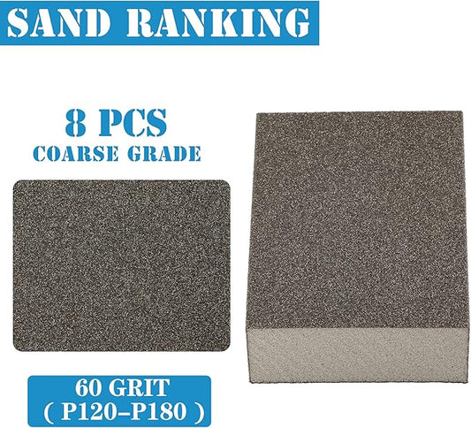8Pcs 80 Grit Sanding Blocks, Jamiikury Coarse Sanding Sponge Washable and Reusable, Wet Dry Sandpaper Sponge for Wood Metal FurniturePaint and Drywall