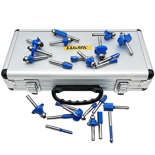 LU&MN Carbide Tipped Router Bit Set ( 24 PCS) with 1/4" Shank Wood Milling Saw Cutter, Multi-Purpose (Woodworking Tools for Home Improvement and DIY)
