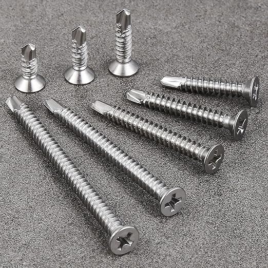 Wensilon竊?50pcs竊?8횞2?쓋or Sheet Metal Self-Tapping Screws 410 Stainless Steel Flat Head High-Strength Quick self-Drilling Screws