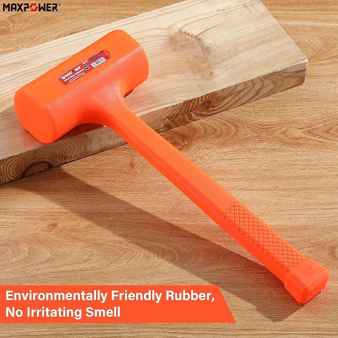 MAXPOWER Dead Blow Hammer, 5 LB dead Blow Mallet with Checkered Grip Handle, Spark and Rebound Resistant - Orange