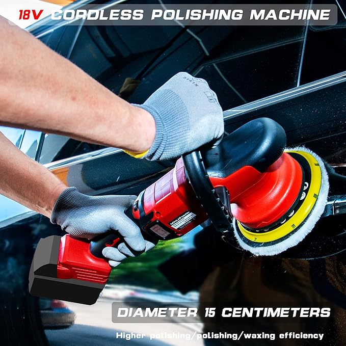 Cordless Car Polisher, Orbital Portable Polishing Waxer Machine with Brushless Motor 6 speeds 750-6800RPM, Compatible with Milwaukee M18 Batteries (NO BATTERY)