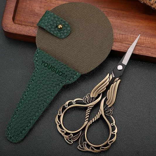 Sharp Detail Scissors with Case Embroidery Crafting Sewing Scissor for Needlework Threading Craft Artwork DIY Tools, Vintage Little Precision Shears
