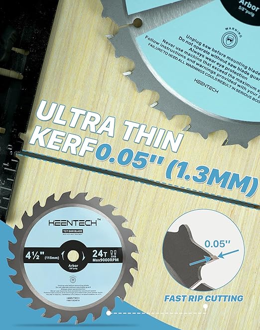 KEENTECH 4-1/2" Dia. by 3/8" Bore 24 Tooth Fast Cutting Circular Saw Blade 10-Pack for Compact Circular Saws, Tungsten Carbide Tipped, ATAF Grind