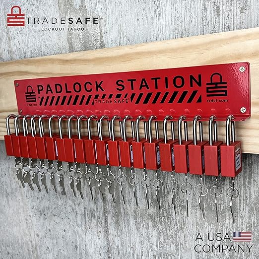 TRADESAFE Lockout Tagout Locks Station - Loto Station for Lockout Locks, Safety Padlock Rack with 20 Lock Out Tag Out Padlocks Keyed Different, 2 Keys Per Loto Lock