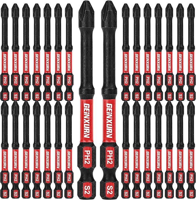 Impact Tough #2 Phillips 3 in. D2 Steel Long Extension Insert Driver Bits,30Pack 1/4 Inch Hex Shank Long Cross Magnetic PH2 Screwdriver Bits Set