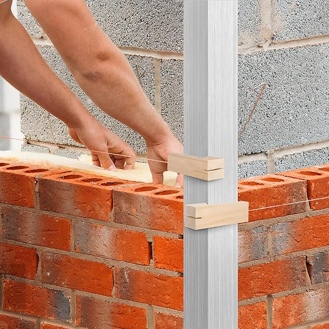 RUBII 6 Pcs 4 Inch Wood Masonry String Line Block, Portable Wooden Masons Line Blocks, Concrete Line Blocks for Bricklaying Tool Straight Line Stabilizer
