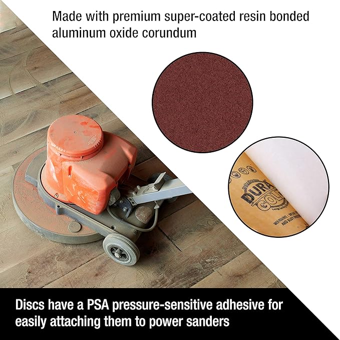 Dura-Gold Premium 12" Sanding Discs - 60 Grit (Box of 5) - Sandpaper Discs with PSA Self Adhesive Stickyback, Fast Cutting Aluminum Oxide Abrasive - Drywall, Floor, Woodworking, Automotive, Sander