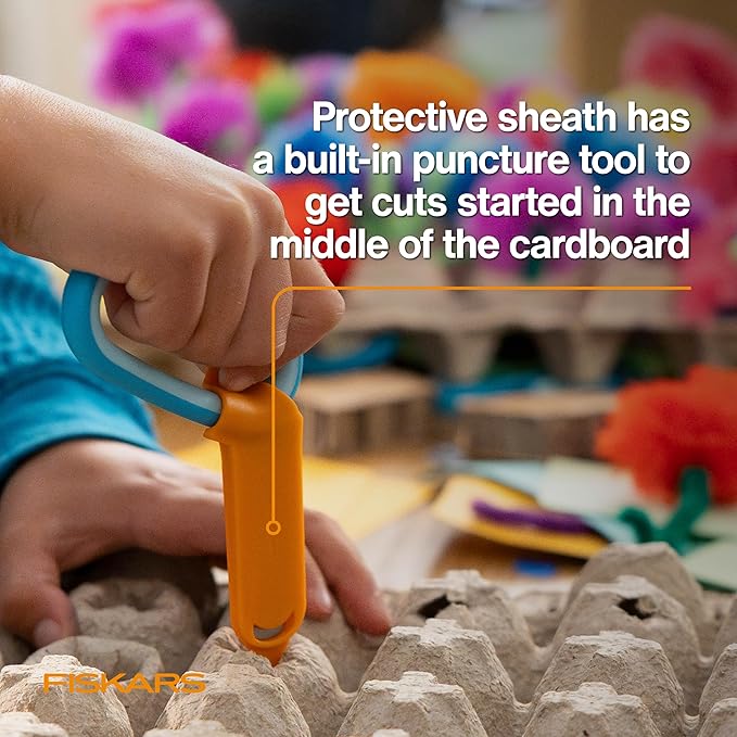 Fiskars Kids Cardboard Creator ??Safer Cardboard Cutting Tool with Ergonomic SoftGrip Handle, For Craft and School Supplies, 5 inches