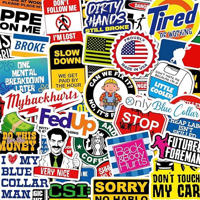 200 PCS Hard Hat Stickers for Adults (No Duplicates) Sarcastic, Meme, & Funny Stickers for Water Bottles, Toolbox, Helmet, & Hard Hat Accessories ??Ideal for All Blue Collar Workers