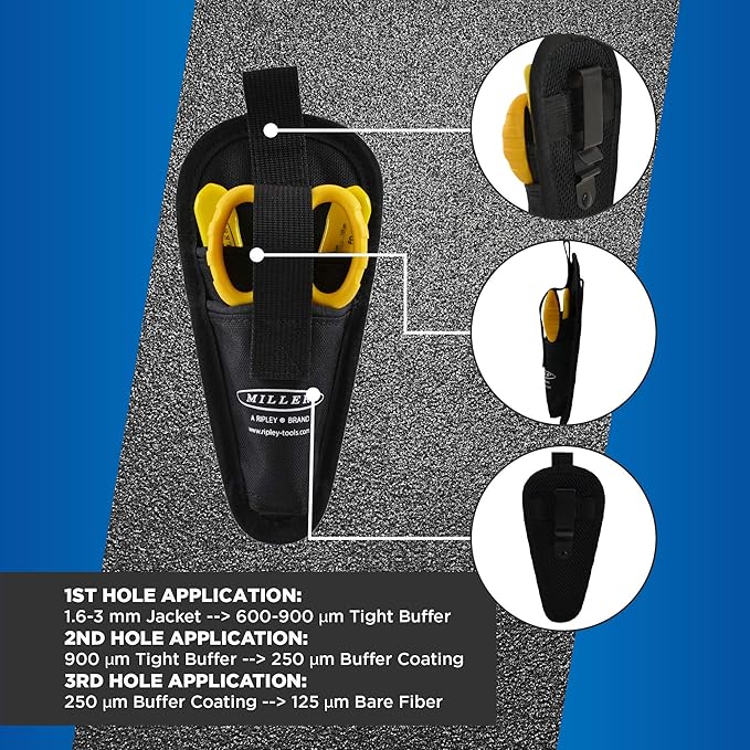 Miller MA01-7000 Kit, FO 103-T-250-J 3-Hole Fiber Optic Cable Stripping Tool and KS-1 Kevlar Scissors, Easily Portable Tool Set with Belt Clip Pouch for Professionals