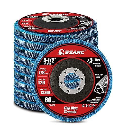 EZARC Flap Discs 80 Grit, 4 1/2 x 7/8-Inch Flap Sanding Disc, Type 29 Zirconia Grinding Wheel for Stainless Steel, Sheet Metal (10 Pack)