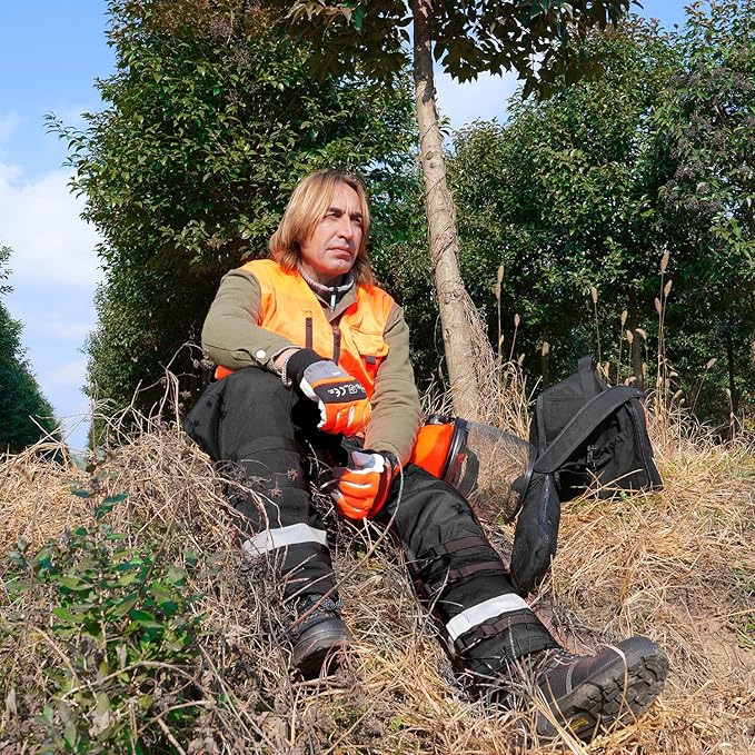 Technical Wrap Chainsaw Chaps by UL Class A 8 Layers Chainsaw Pants Apron Style Black